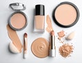 Assorted makeup products on a white background Royalty Free Stock Photo
