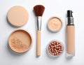 Assorted makeup products on a white background Royalty Free Stock Photo