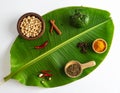 The composition highlights fresh ingredients often used in tropical and Indian cuisine Royalty Free Stock Photo