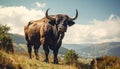 Majestic Bull in Mountain Pasture Royalty Free Stock Photo
