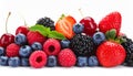 Stack of different fresh tasty berries on white background Royalty Free Stock Photo