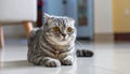 The curious Scottish fold cat The grey lovely and lazy cat Royalty Free Stock Photo