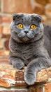 The curious Scottish fold cat The grey lovely and lazy cat Royalty Free Stock Photo