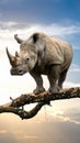 Bird rhinoceros on a branch Royalty Free Stock Photo