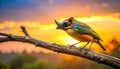Bird rhinoceros on a branch Royalty Free Stock Photo