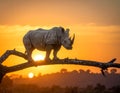 Bird rhinoceros on a branch Royalty Free Stock Photo