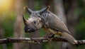 Bird rhinoceros on a branch Royalty Free Stock Photo
