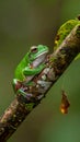 White Lipped Tree Frog (Litoria infrafrenata) on thick branch Royalty Free Stock Photo