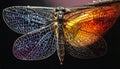 Dragonfly with Diaphanous Wings Painted in Fiery Orange and Cool Blue Spectrum Royalty Free Stock Photo