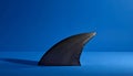 Upright Shark Fin with Serrated Edge Casting Shadow on Blue Ocean Surface Royalty Free Stock Photo