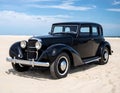Very nice old black classic car, three-window coupe. Year of construction 1936. Royalty Free Stock Photo
