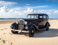 Very nice old black classic car, three-window coupe. Year of construction 1936. Royalty Free Stock Photo