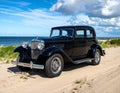 Very nice old black classic car, three-window coupe. Year of construction 1936. Royalty Free Stock Photo