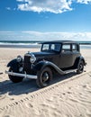 Very nice old black classic car, three-window coupe. Year of construction 1936. Royalty Free Stock Photo