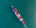 Aerial view of the freight shipping transport system cargo ship container. Royalty Free Stock Photo