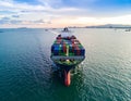 Aerial view of the freight shipping transport system cargo ship container. Royalty Free Stock Photo