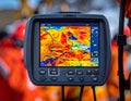 Close up of a Thermal Imaging Camera Displaying Heat Map Ideal for Industrial Inspection and Energy Efficiency Studies Royalty Free Stock Photo