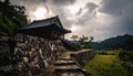 Ancient Korean Temple in Dramatic Landscape Serene Architecture Royalty Free Stock Photo