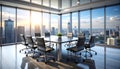 Modern Conference Room with City View Royalty Free Stock Photo
