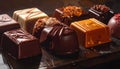 Assortment of Gourmet Chocolates on a Dark Surface Royalty Free Stock Photo