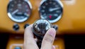 Close-up of Hand Shifting Gears in a Vintage Car Royalty Free Stock Photo