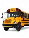 Yellow school bus on white background, closeup. Transport for students Royalty Free Stock Photo