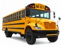 Yellow school bus on white background, closeup. Transport for students Royalty Free Stock Photo