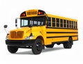 Yellow school bus on white background, closeup. Transport for students Royalty Free Stock Photo