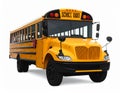 Yellow school bus on white background, closeup. Transport for students Royalty Free Stock Photo