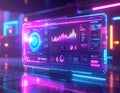 Futuristic Neon Data Dashboard Royalty Free Stock Photo