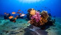 Vibrant underwater scene showing a coral reef - Generated image Royalty Free Stock Photo
