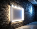 Illuminated Square Sign on Brick Wall Royalty Free Stock Photo