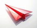 Red Glossy Paper Airplane on White Background Royalty Free Stock Photo