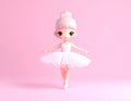 Cute 3D Ballerina Character on Pink Background Royalty Free Stock Photo