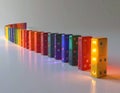 Colorful Dominoes with Internal Lights in a Row Royalty Free Stock Photo