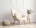 Soft armchair with pillow in light room Royalty Free Stock Photo