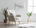 Soft armchair with pillow in light room Royalty Free Stock Photo