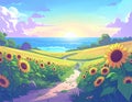 late summer warmth: golden fields, sunflowers, or a serene sunset over the ocean. Royalty Free Stock Photo