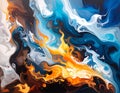 Abstract Fluid Art: Fire and Ice Royalty Free Stock Photo