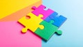 Jigsaw Puzzle Pieces Connected - Teamwork, Solution, Problem Solving Concept Royalty Free Stock Photo