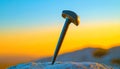Nail in Stone Against Sunset Sky, Concept of Persistence Endurance Royalty Free Stock Photo