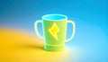 Neon Lightning Bolt Trophy Glowing Green Award for Power, Energy, Success Gaming Achievements Royalty Free Stock Photo