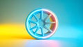 Vibrant Neon Car Wheel Futuristic Alloy Rim with Dynamic Split Color Lighting and Modern Design Royalty Free Stock Photo