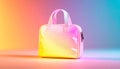 Pink and Yellow Holographic Handbag on Gradient Background Royalty Free Stock Photo