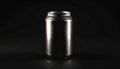 Isolated Cold Aluminum Beverage Can with Condensation on Dark Background. Refreshing Wet Drink Can Mockup Royalty Free Stock Photo