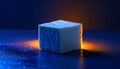Abstract Cube, Blue and Orange Light, Conceptual Design Royalty Free Stock Photo