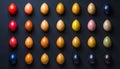 Colorful Easter Eggs Pattern on Black Background, Creative Design Royalty Free Stock Photo