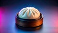 Steamed Bun Asian Bao Dumpling in Bamboo Steamer, Food Royalty Free Stock Photo