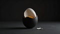 Cracked Egg Black Shell, Broken Eggshell, Yolk Royalty Free Stock Photo