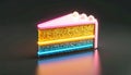 Neon Cake Slice Modern Dessert Concept, Abstract Food Art Royalty Free Stock Photo